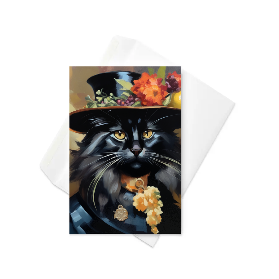 PugMug Custom Black Maine Coon Cat Greeting Card