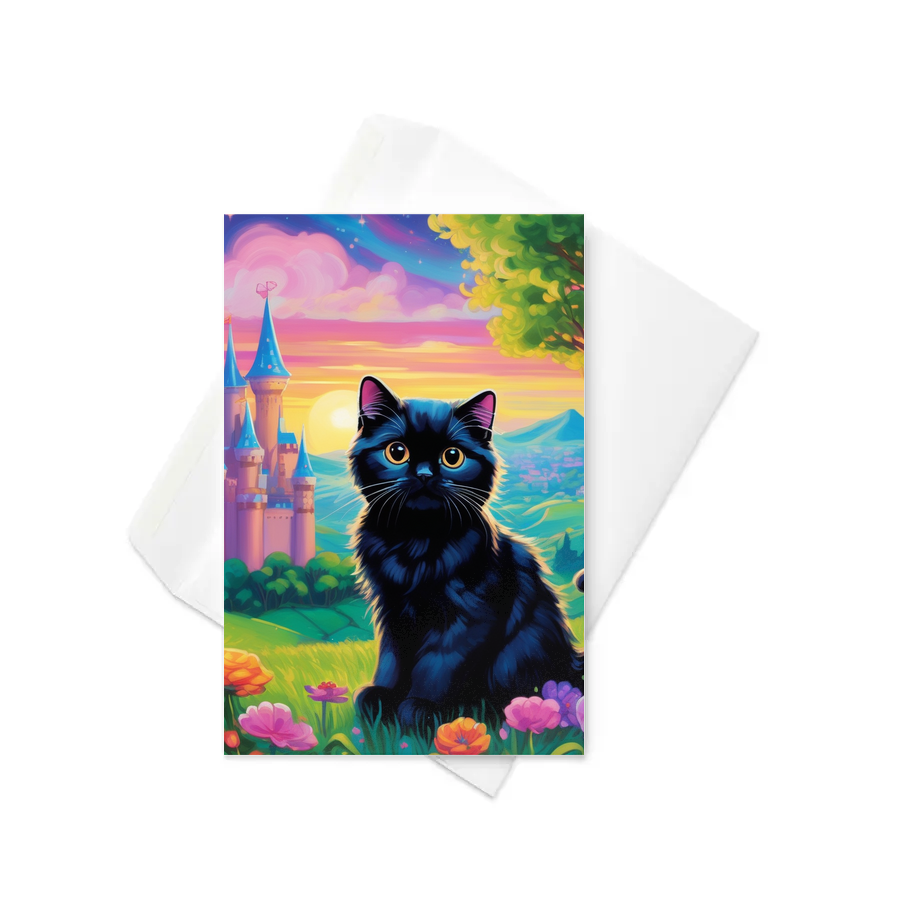 PugMug Custom Black Scottish Fold Cat Greeting Card