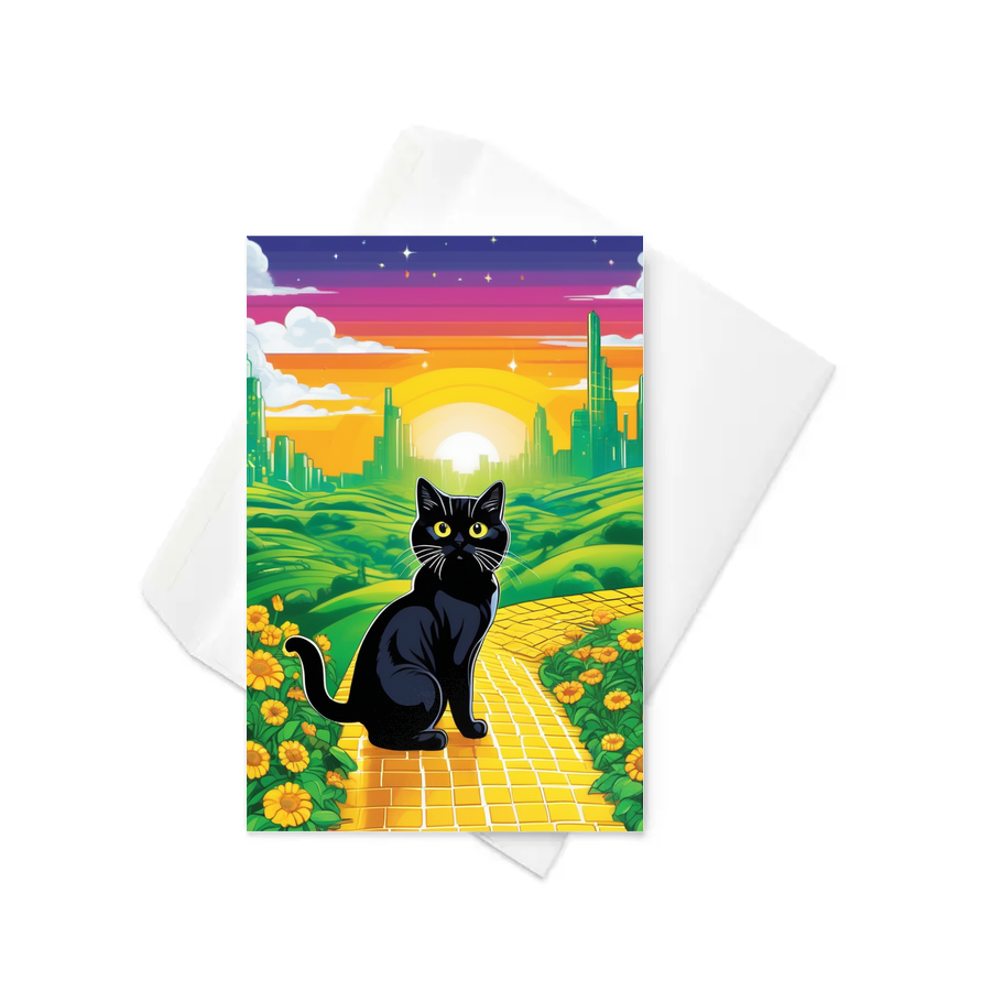PugMug Custom Black Scottish Fold Cat Greeting Card