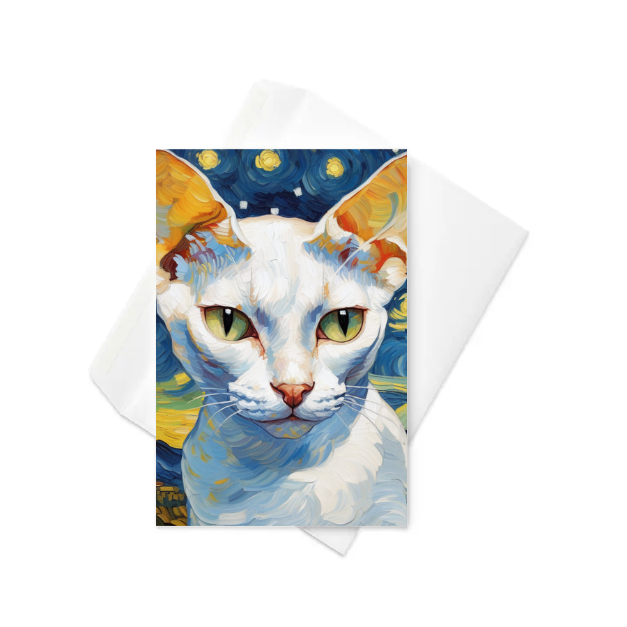 PugMug Custom White Devon Rex Cat Greeting Card