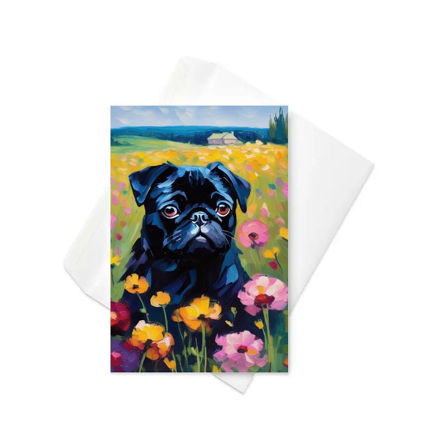 PugMug Custom Black Pug Greeting Card