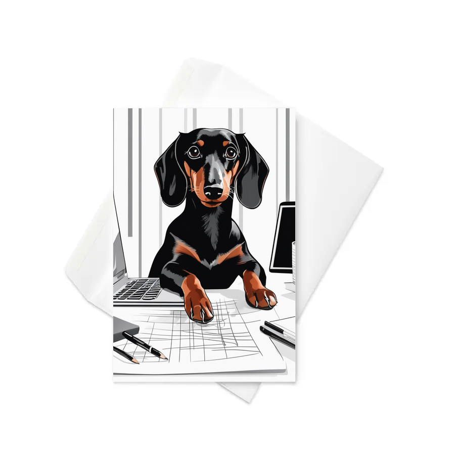 PugMug Custom Black Dachshund Greeting Card