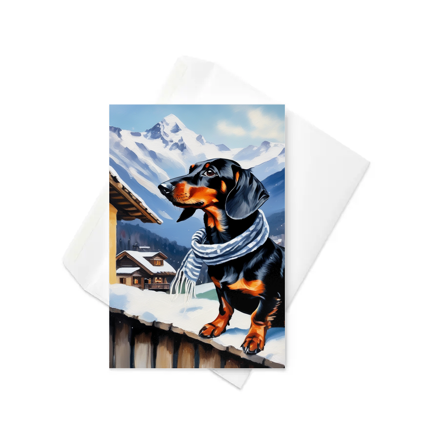 PugMug Custom Black Dachshund Greeting Card