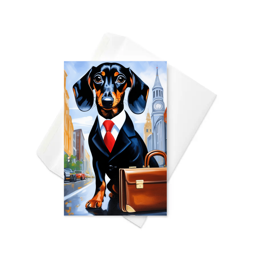 PugMug Custom Black Dachshund Greeting Card
