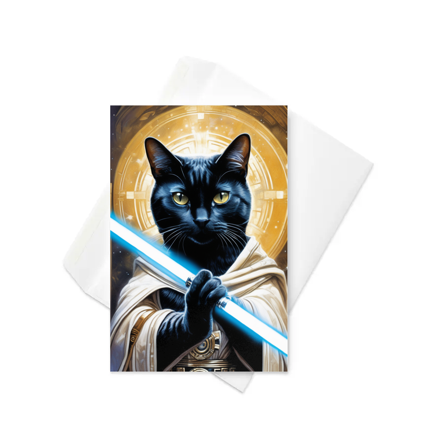 PugMug Custom Black American Shorthair Cat Greeting Card