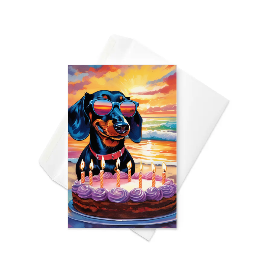 PugMug Custom Black Dachshund Greeting Card