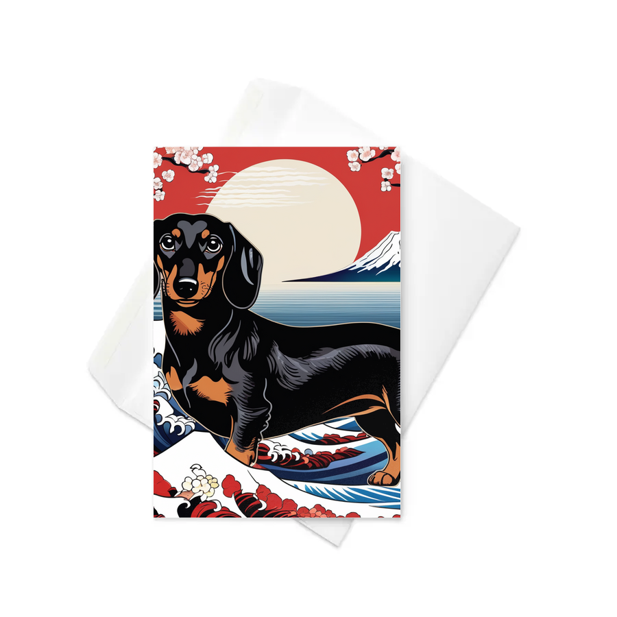 PugMug Custom Black Dachshund Greeting Card
