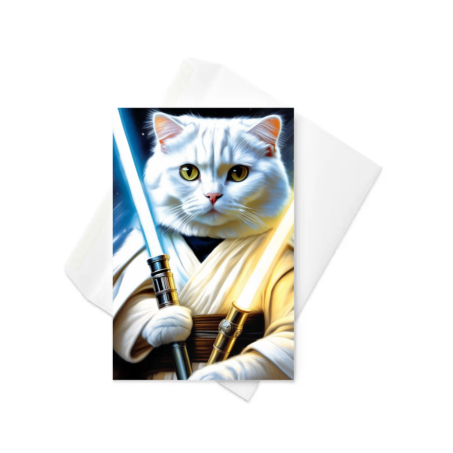 PugMug Custom White Scottish Fold Cat Greeting Card