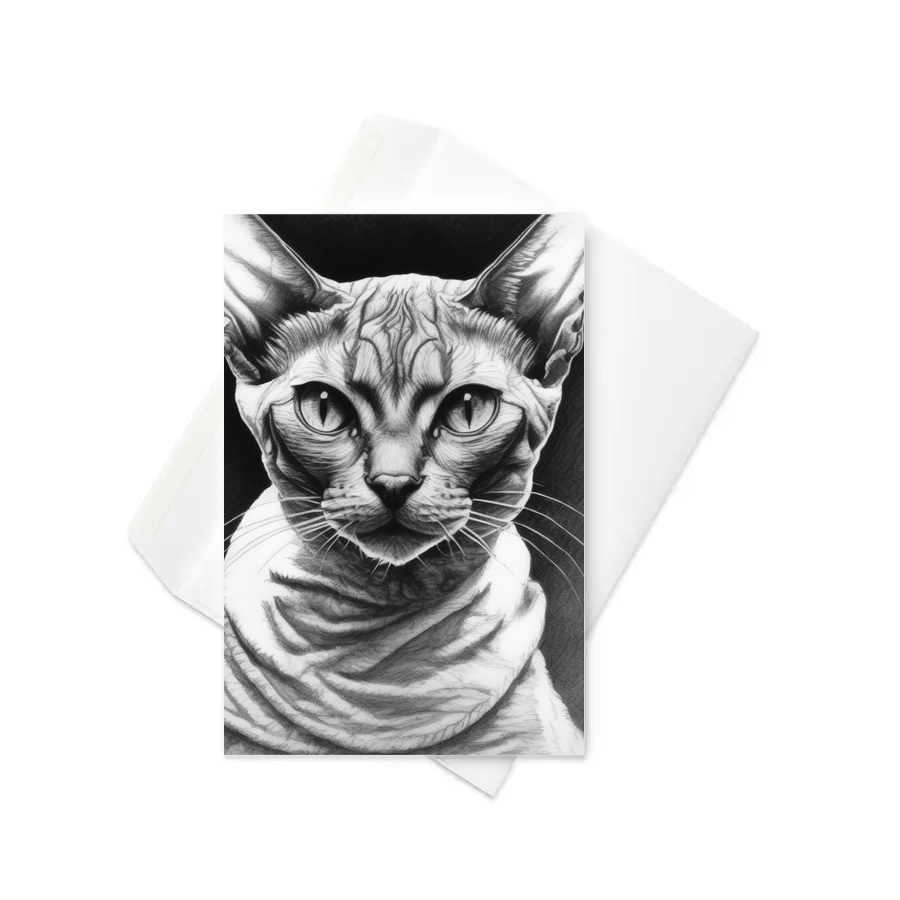 PugMug Custom Tabby Devon Rex Cat Greeting Card