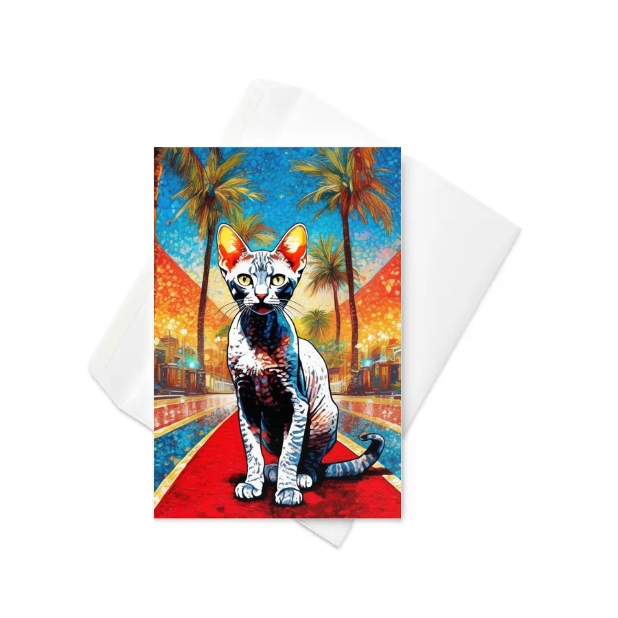 PugMug Custom Tabby Devon Rex Cat Greeting Card