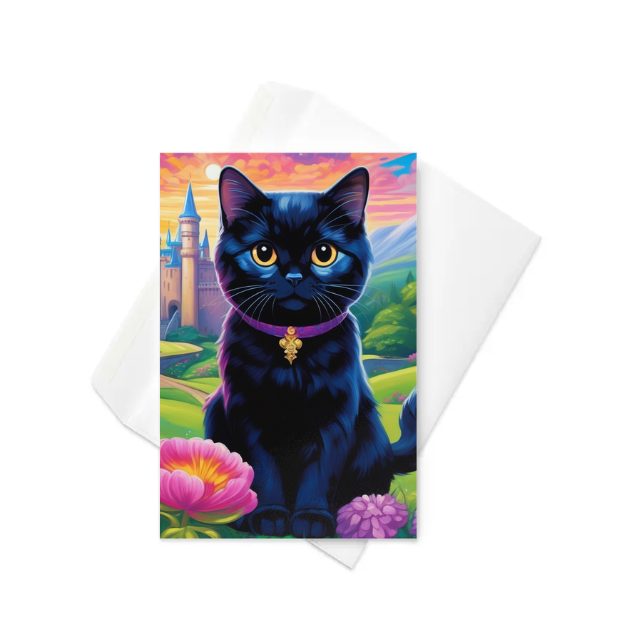PugMug Custom Black Scottish Fold Cat Greeting Card