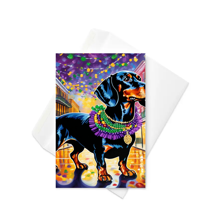 PugMug Custom Black Dachshund Greeting Card