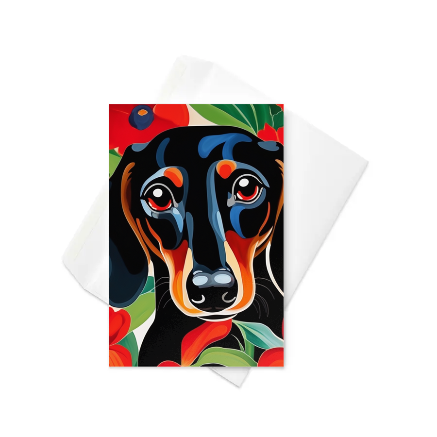PugMug Custom Black Dachshund Greeting Card
