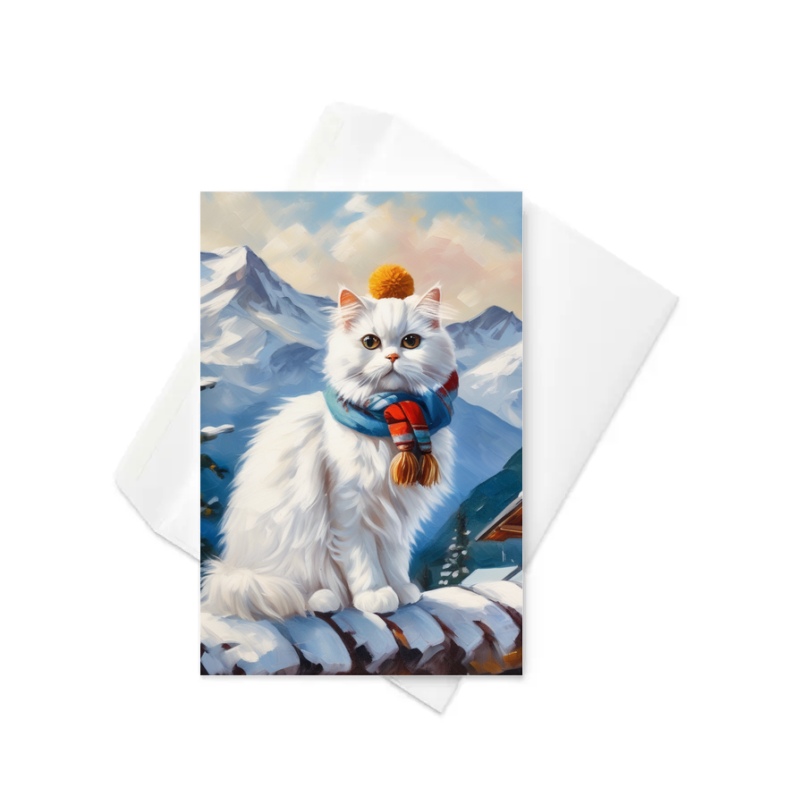 PugMug Custom White Persian Cat Greeting Card