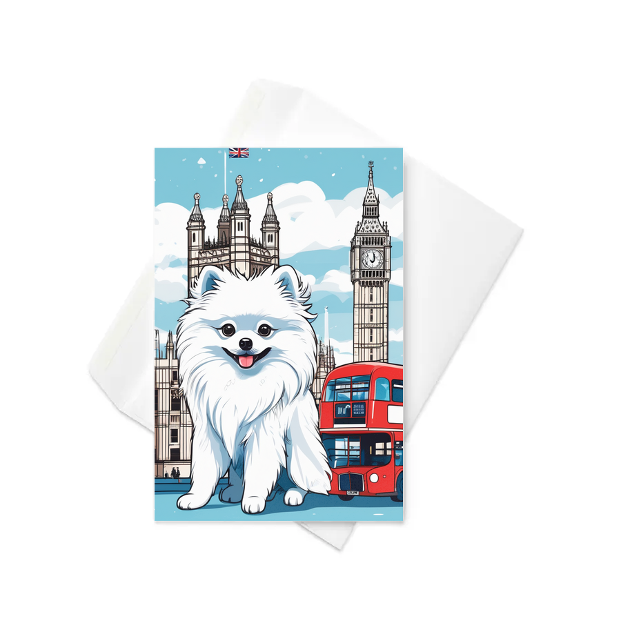 PugMug Custom White Pomeranian Greeting Card