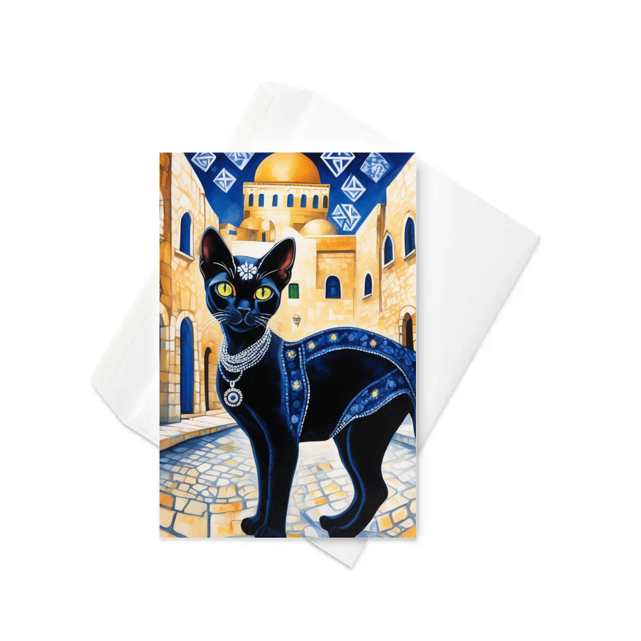 PugMug Custom Black Devon Rex Cat Greeting Card
