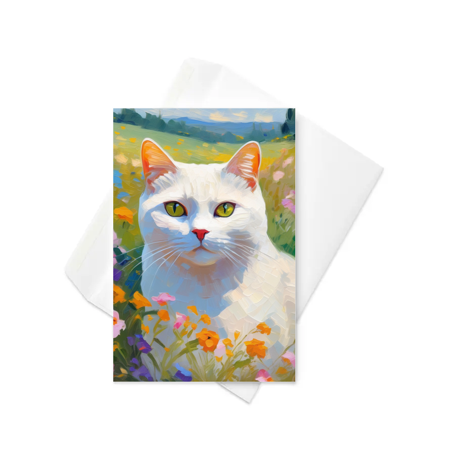 PugMug Custom White British Shorthair Cat Greeting Card