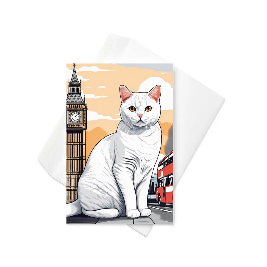 PugMug Custom White British Shorthair Cat Greeting Card