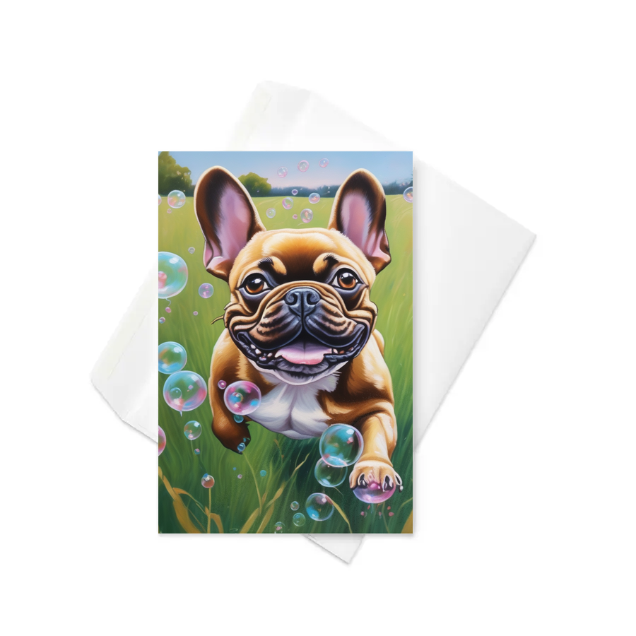 PugMug Custom Tan French Bulldog Greeting Card