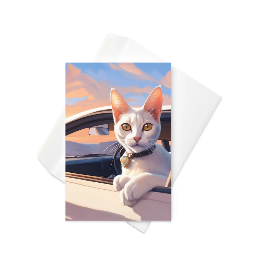 PugMug Custom White Abyssinian Cat Greeting Card