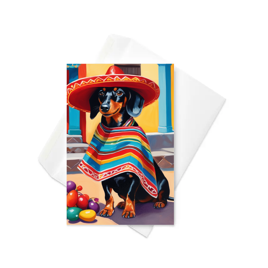 PugMug Custom Black Dachshund Greeting Card