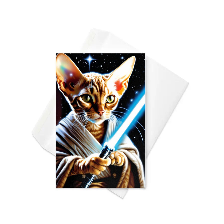 PugMug Custom Tabby Devon Rex Cat Greeting Card