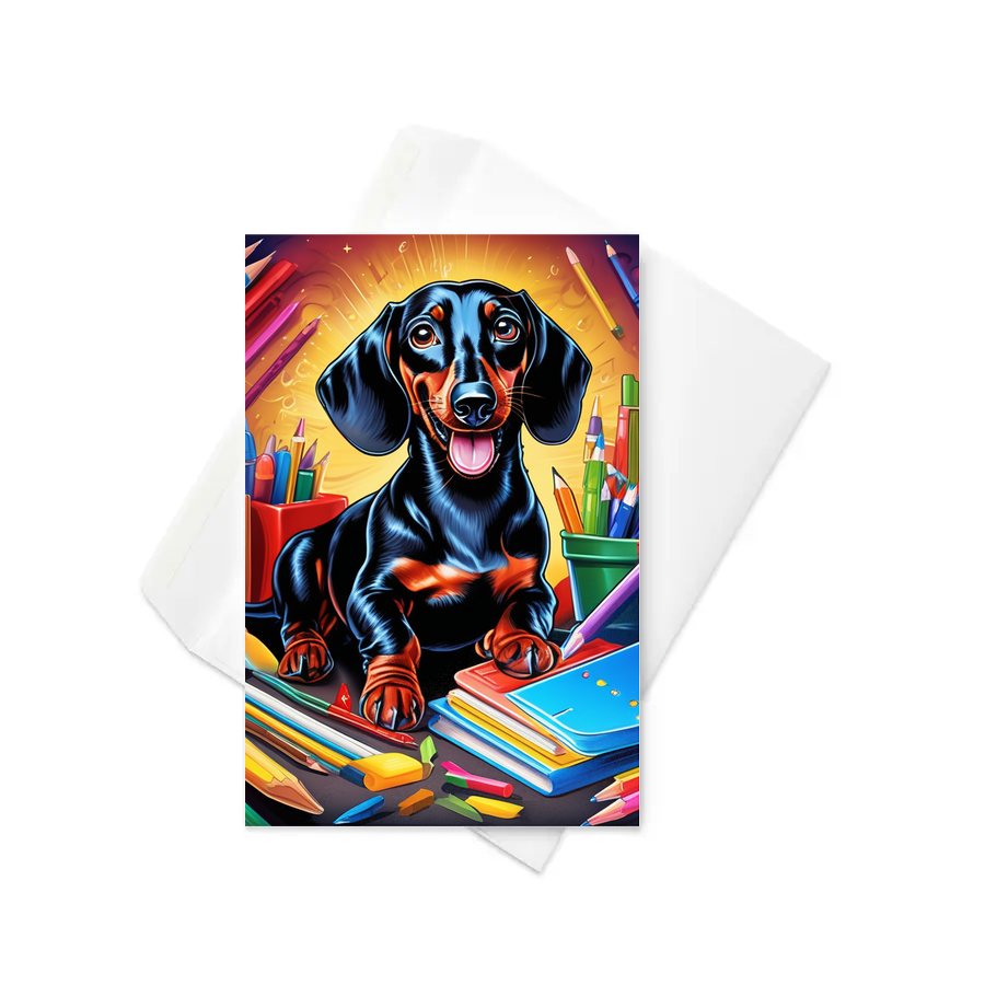 PugMug Custom Black Dachshund Greeting Card