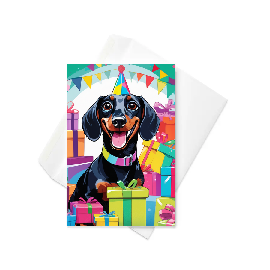 PugMug Custom Black Dachshund Greeting Card