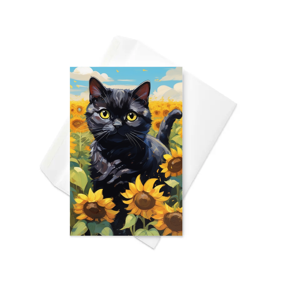 PugMug Custom Black Scottish Fold Cat Greeting Card