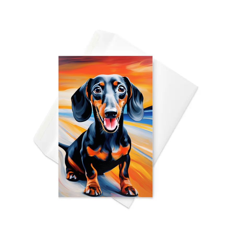 PugMug Custom Black Dachshund Greeting Card