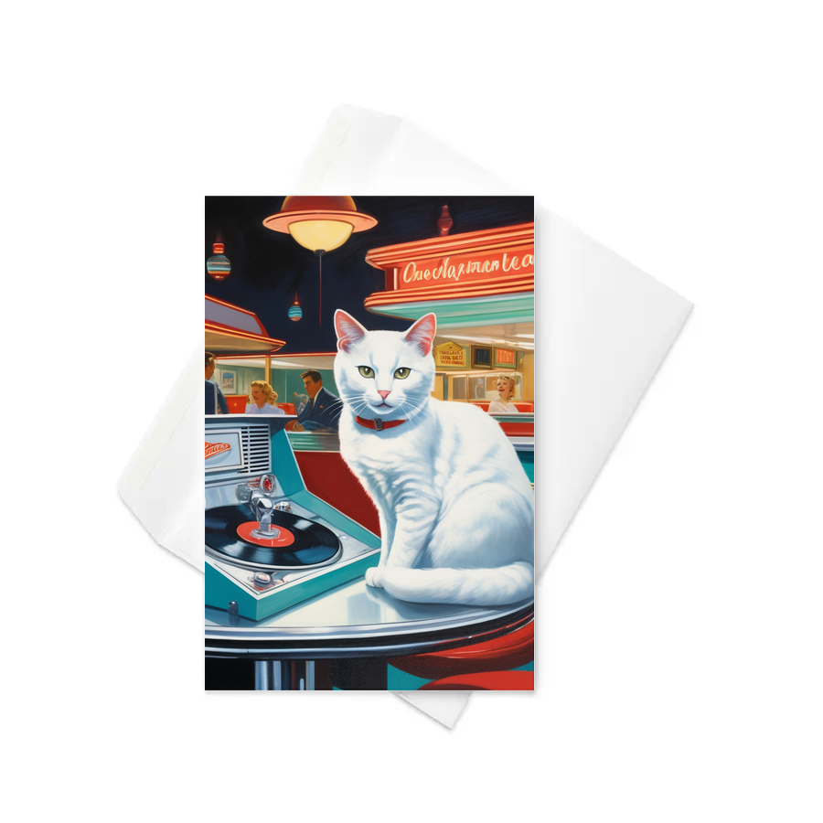 PugMug Custom White Companion Cat Greeting Card