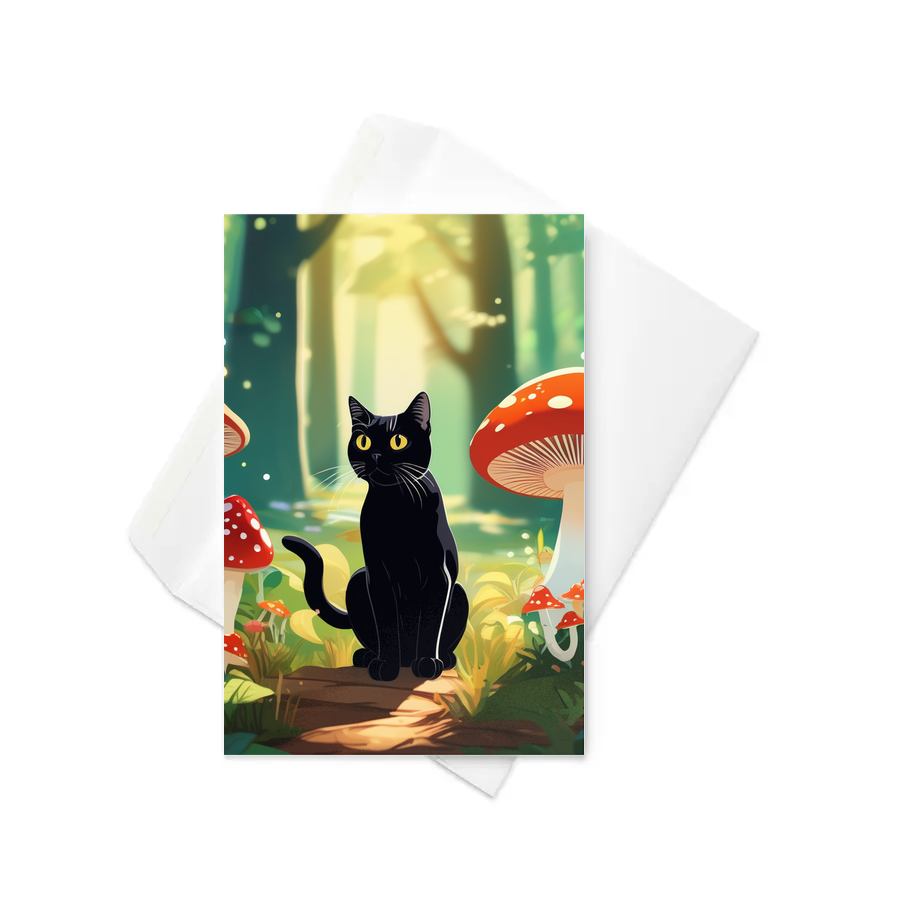 PugMug Custom Black American Shorthair Cat Greeting Card