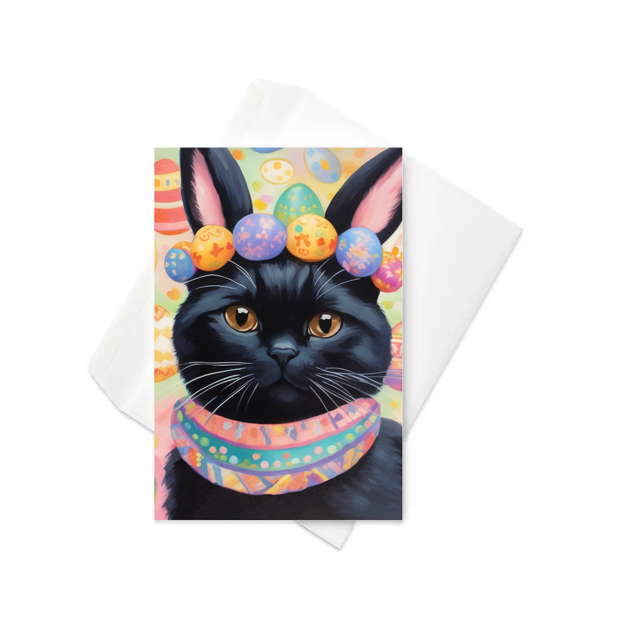 PugMug Custom Black Scottish Fold Cat Greeting Card