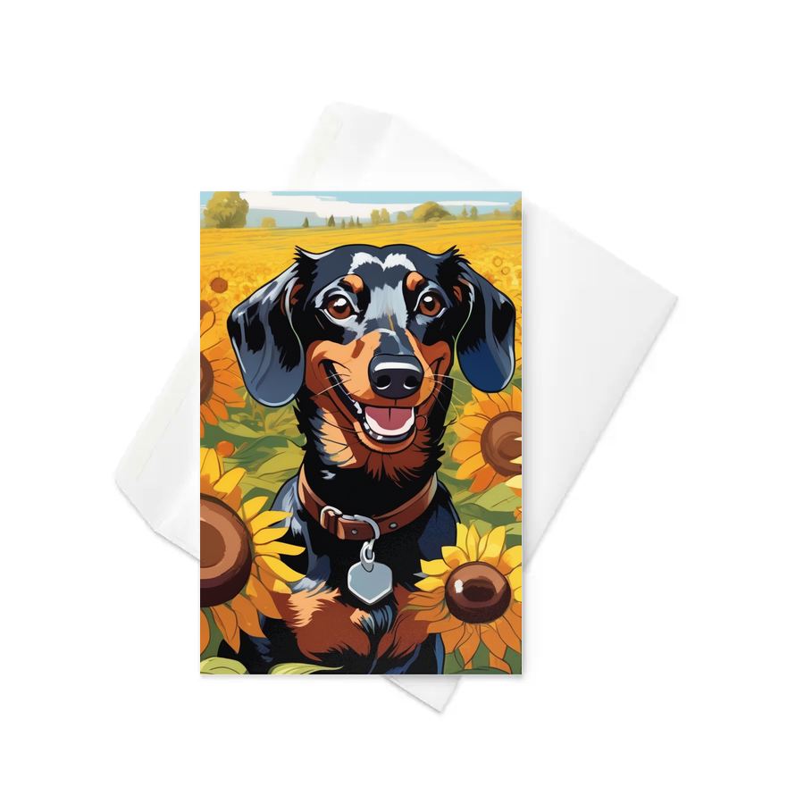 PugMug Custom Black Dachshund Greeting Card