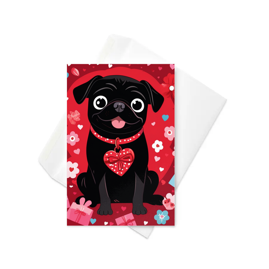 PugMug Custom Black Pug Greeting Card