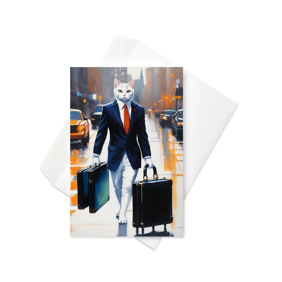 PugMug Custom White American Shorthair Cat Greeting Card