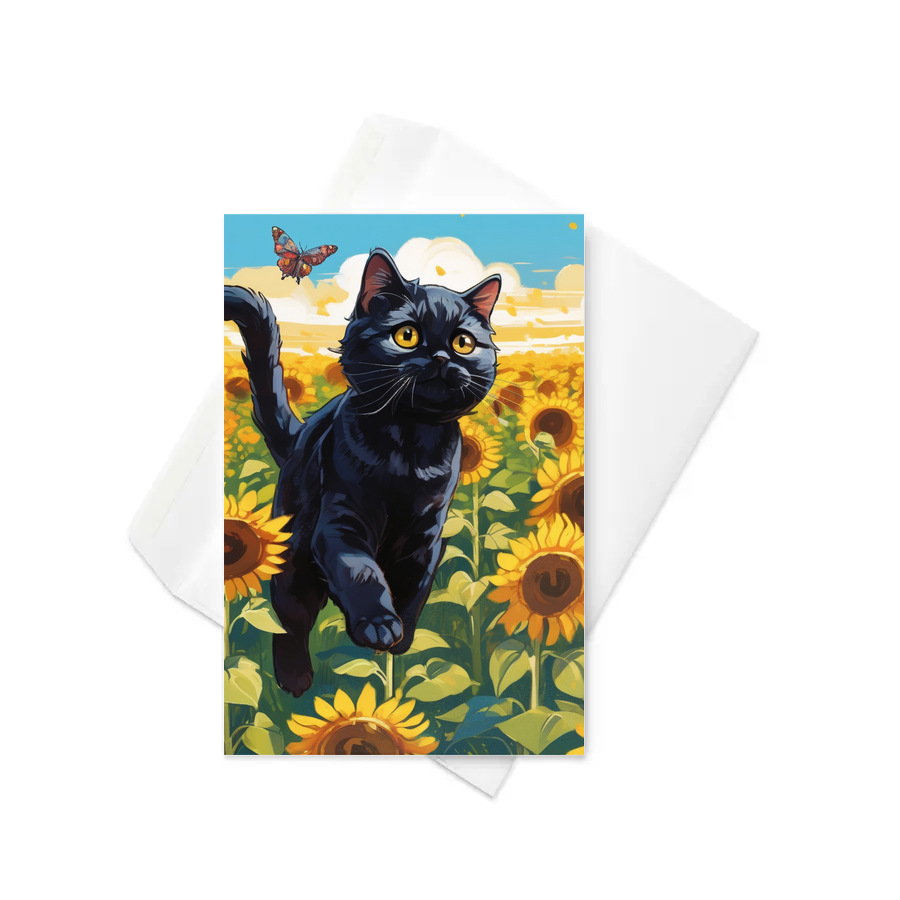 PugMug Custom Black Scottish Fold Cat Greeting Card