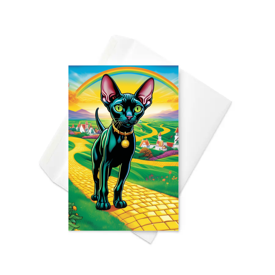 PugMug Custom Black Sphynx Cat Greeting Card