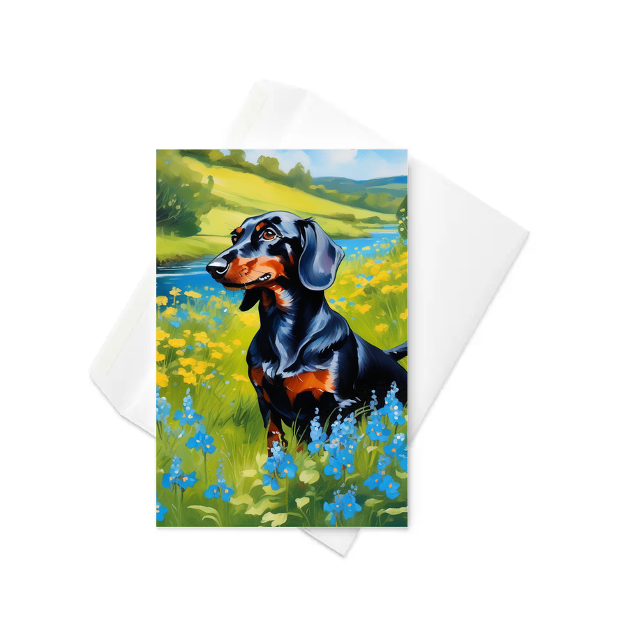 PugMug Custom Black Dachshund Greeting Card