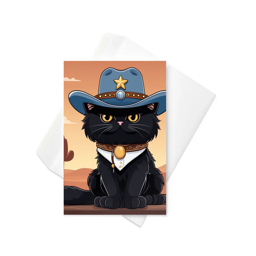 PugMug Custom Black Persian Cat Greeting Card