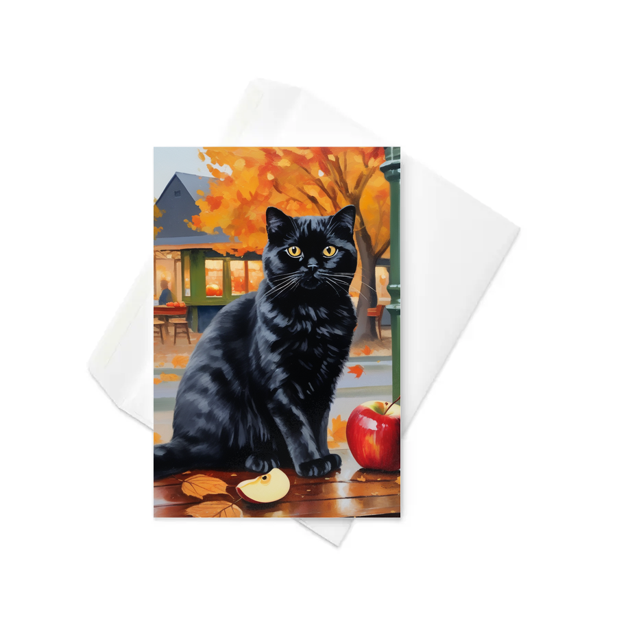 PugMug Custom Black Scottish Fold Cat Greeting Card
