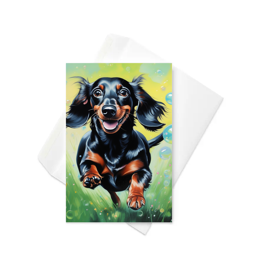 PugMug Custom Black Dachshund Greeting Card