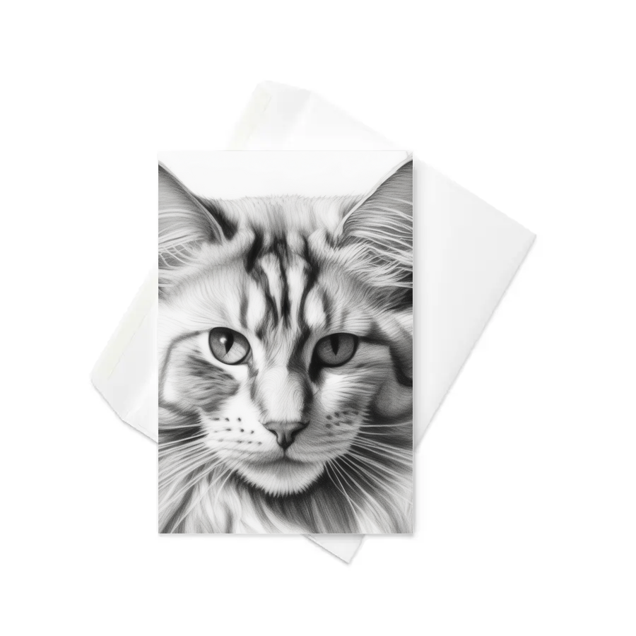 PugMug Custom White Maine Coon Cat Greeting Card