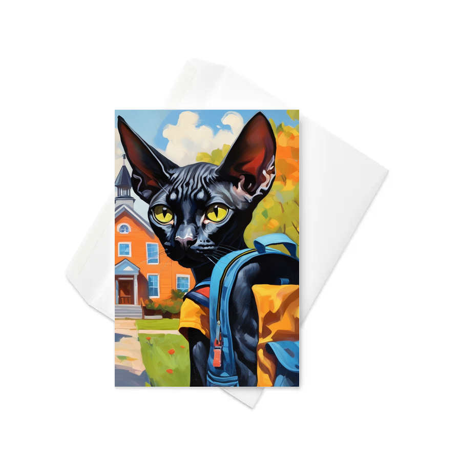 PugMug Custom Black Sphynx Cat Greeting Card
