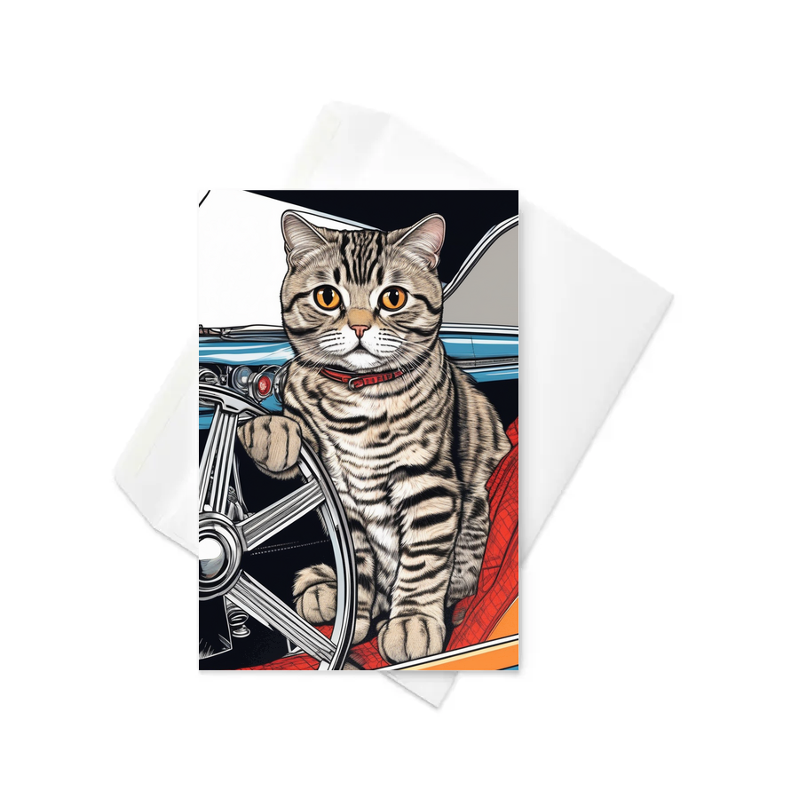 PugMug Custom Tabby Scottish Fold Cat Greeting Card