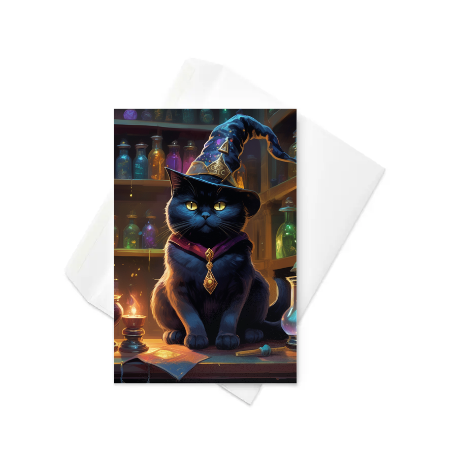 PugMug Custom Black British Shorthair Cat Greeting Card