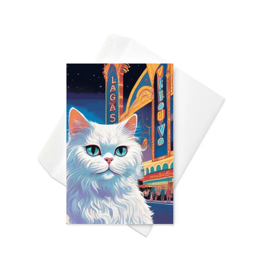 PugMug Custom White Persian Cat Greeting Card