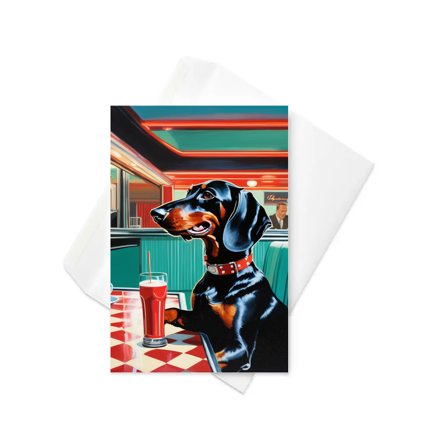PugMug Custom Black Dachshund Greeting Card