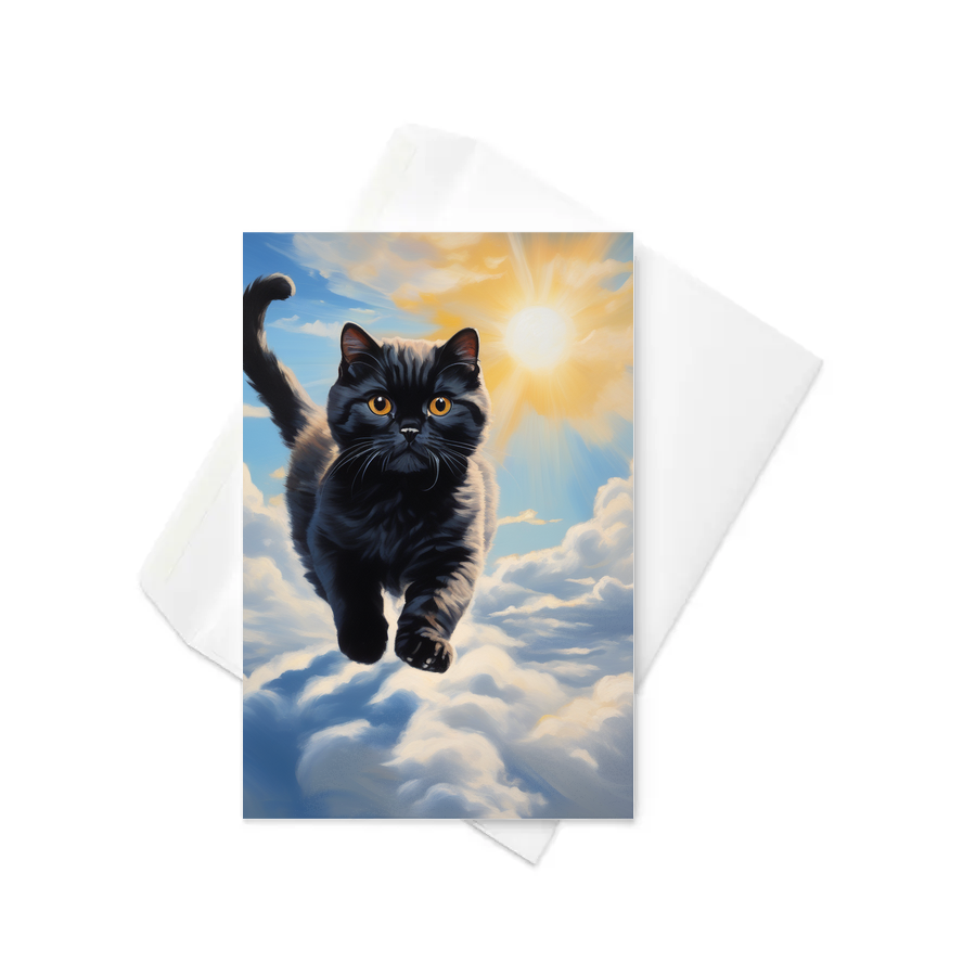 PugMug Custom Black Scottish Fold Cat Greeting Card