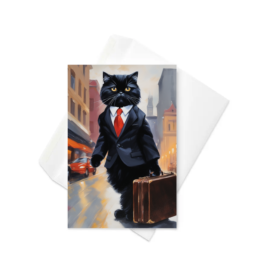 PugMug Custom Black Persian Cat Greeting Card